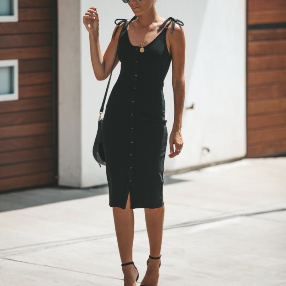 Button Down Cotton Midi Dress